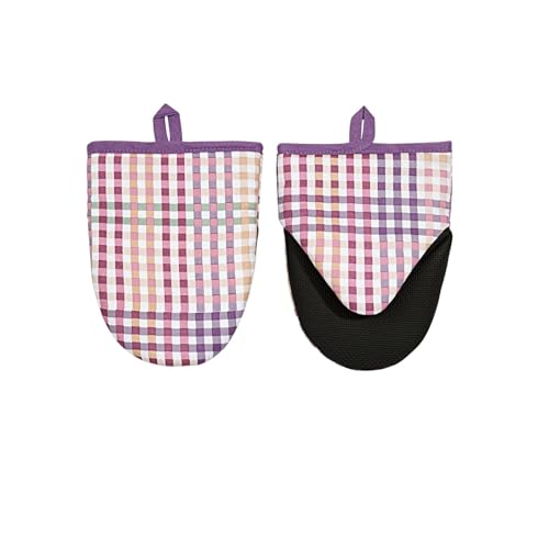 Ulster Weavers - Purple Flannelette Microwave Oven Mitts (18 x 14.5cm) - 100% Cotton - 1x Pair - Purple Plaid Oven Glove Heat Resistant - Washable - Tartan Oven Glove in Purple - Kitchen Accessories