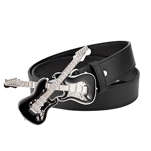 Western Belts for Men,Vintage Style Black Enamel Guitar Music Belt,Black,105CM/41.3''4