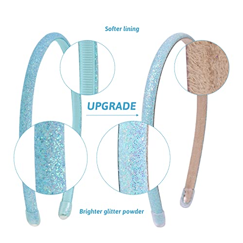 Fishdown Thin Glitter Headbands For Girls,Glitter Sequin Headbands For Girls,Sparkle Headbands For Toddler Girls,Skinny Sparkle Hairbands For Women Non-Slip Headband Upgraded #TOP4