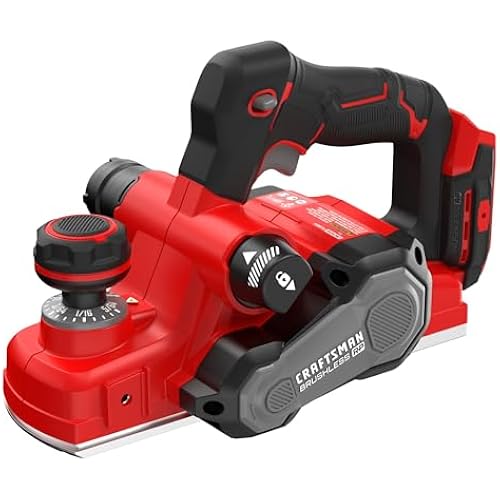 CRAFTSMAN V20 Cordless Brushless Hand Planer, 3-1/4 In. Fast Cutting Wood Planer with Dust Bag, Up to 15,000 RPM, Tool Only (CMCW350B)