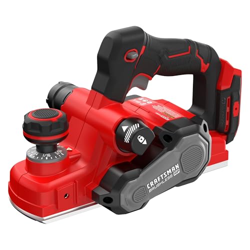 CRAFTSMAN V20 Cordless Brushless Hand Planer, 3-1/4 In. Fast Cutting Wood Planer with Dust Bag, Up to 15,000 RPM, Tool Only (CMCW350B)