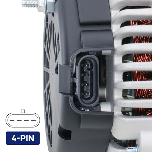 4-Pin Alternator Replacement New for 99-07 Chevrolet Silverado 1500, 02-06 Avalanche, Express 1500, 99-07 GMC Sierra 1500, 03-06 Envoy, 00-04 Yukon 4.3 5.3 6.0 8.1L, 02-04 Escalade, 40012204 BDELI by BDELI - Image 3
