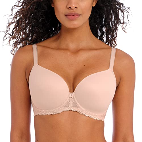 Freya Women's Offbeat Underwire Demi Molded Plunge T-Shirt Bra, Opaque, Natural Beige, 34H US