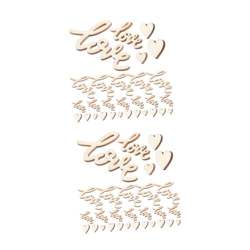 HOMSFOU 2 Set Adoro I Trucioli Di Legno Di Grandi Dimensioni Ritagliare Reception Salutare Favore Posto Patata Fritta Contento Allegro Assortito Nozze Patatine Chiusura Beige 100 Pezzi * 2