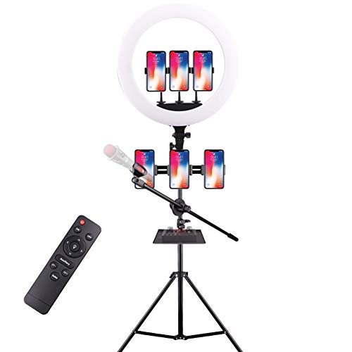 Ringlicht mit Fernbedienung, 16 Zoll/45 cm Ringleuchte für Smartphone/Kamera/Tablet, Ringlicht mit Stativ für Live-Streaming, Videoaufnahme,