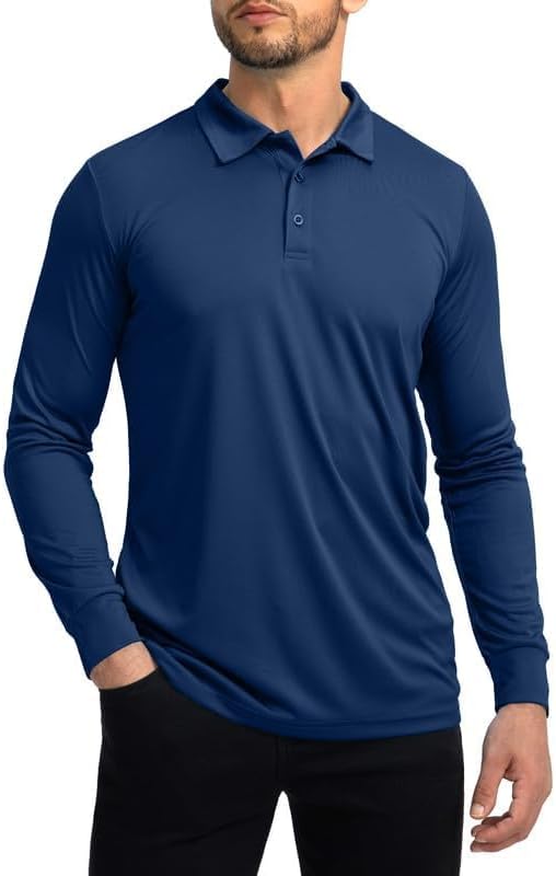 Polo para hombre manga larga con protección solar UPF 50+ miniatura 2