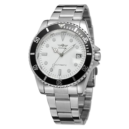 MASTOP Men Automatic Mechanical Watches Full Steel Waterproof Mens Watches with Calendar (Silver White)