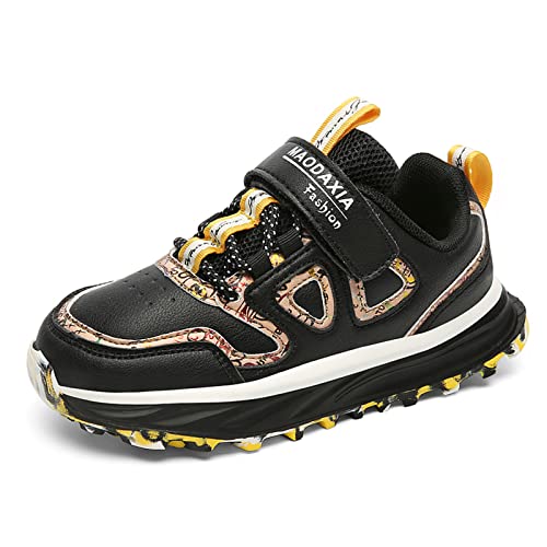 Boys and Girls Black Sneakers Casual Walking Shoes Sport Running Sneakers(Toddler/Little Kid/Big Kid)