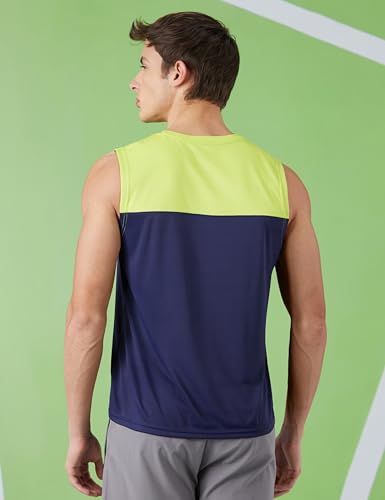 Image of Amazon Brand - Symbol Men's Polyester Color Block Active Regular Fit Sports | Round Neck | Sleeveless T-Shirt