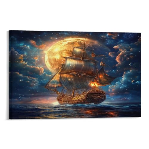 Voilier peinture decoration murale grand format affiche sur toile salon chambre