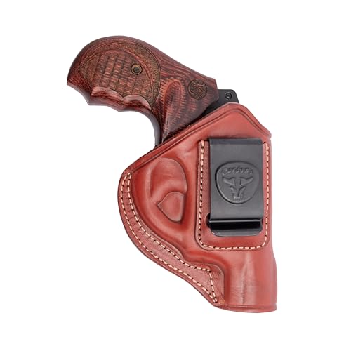 Cardini Leather Premium IWB Holster, for 5-Shot Revolvers, for S&W J Frame, for Taurus 605, 642 airweight, 38 Special Holster