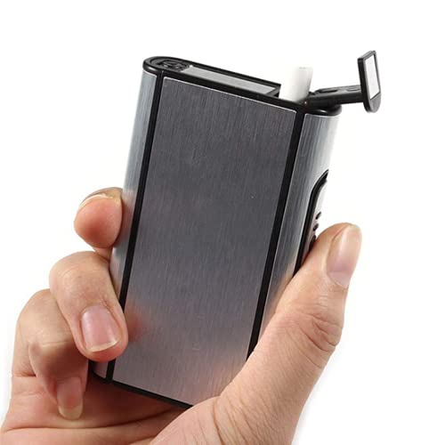 DaZhan Pocket Aluminium ABS Automatic Ejection Cigarette Dispenser Case Box Holder - Metal Tobacco Storage Box Silver