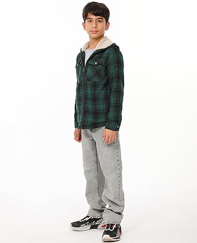 Image of ZENTHACE Boys Sherpa Fleece Lined Flannel Jacket