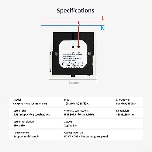 SPORTARC Smart Home Control Panel, Smart Scene Wandschalter, für Smart Life integriertes Bedienfeld unterstützt bidirektionale Synchronisation mit HA