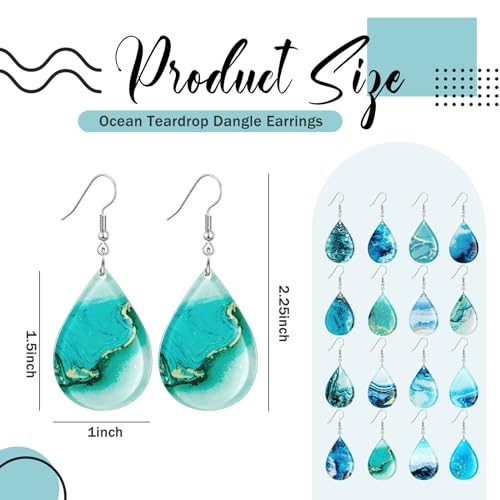 16 Pairs Acrylic Beach Summer Earrings Ocean Teardrop Hawaiian Tropical Dangle Earrings Bulk Gift for Women Jewelry2