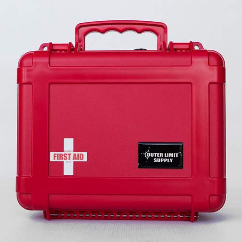 Outer Limit Supply Individual First Aid Kit (IFAK) - Waterproof, Crush Proof, HSA/FSA Eligible - Red Case