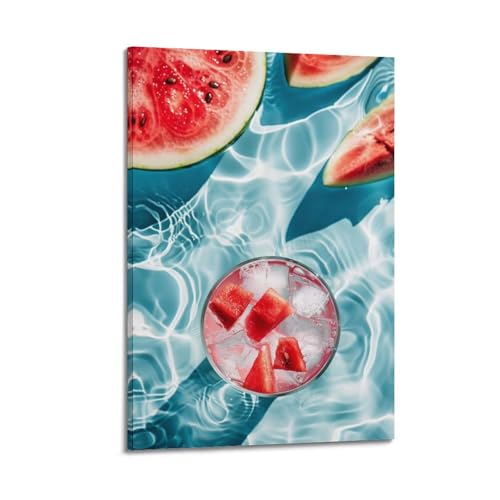 Poster pastèque boisson glacée pour illuminer une chambre sombre avec cadre 30x45cm