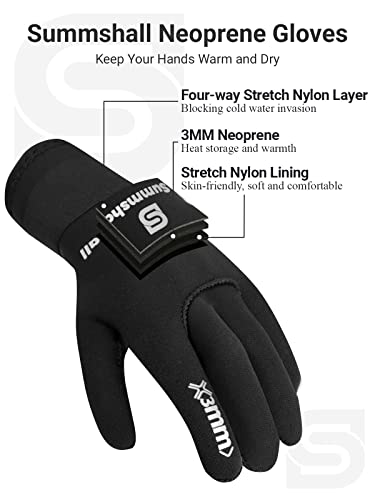 Summshall Wetsuit Gloves 3MM Neoprene Gloves Water Resistance Thermal Antislip Warm Swimming Gloves for Men Women Spearfishing Surfing Rafting Kayaking Paddling Scuba Diving - Image 2