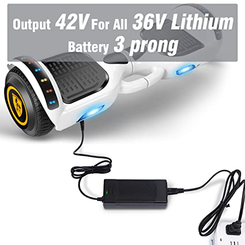 Safpow 42V 2A Battery Charger 3 Prong Universal Replacer For 36V Lithium Battery Power Supply Adaptor #TOP1