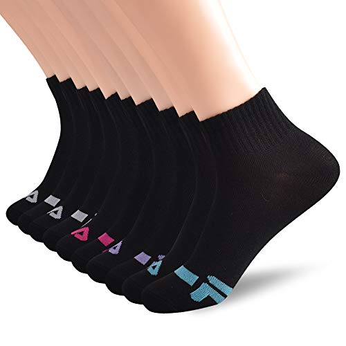 Fila Women's Ankle Quarter Socks(10 Pack), Black, One Size