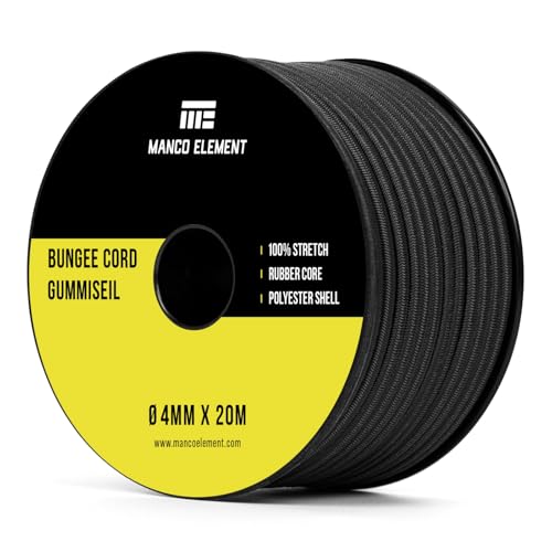 Manco Element Gummiseil 4mm x 20m Expanderseil Gummiband Spanngummi Planenseil - Schwarz