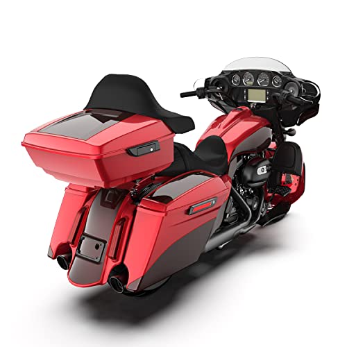 Custom Stretched Saddlebags, Two Tone, 4 1/2" Extended Bags Bottoms Fit For Harley Touring Street Glide, Road King, Road Glide Special, 2014 15 16 17 18 19 20 21 22 2023 (Wicked Red/Twisted Cherry) #TOP5