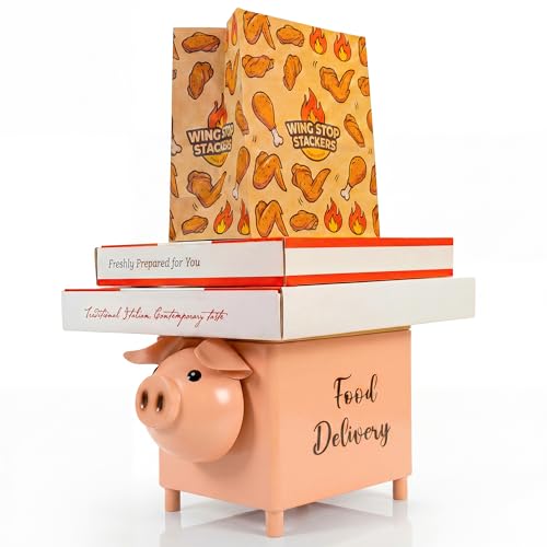 Made Easy Kit Elevated “Food Delivery” Drop Box – with Signage for Driver Clarity – Metal and Wood Stand for Takeout Orders – As Seen on the News – Outdoor Door & Porch Decor with Storage (Pig)