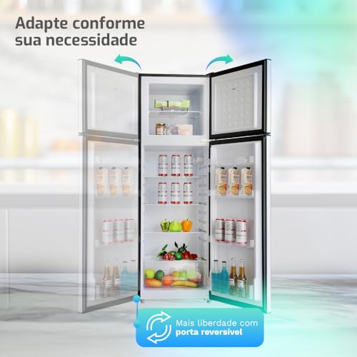Geladeira Refrigerador HQ Defrost 290 Litros Preto/Cinza HQ-290RDF 220V