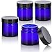 Cobalt Blue Glass Straight Sided Jar - 1 oz (4 Pack) + Spatulas and Labels