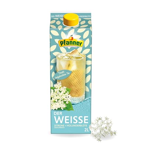 Pfanner Der Weiße Zitrone-Holunderblüte – Direkt aufgebrühter weißer Tee und mit Zitronensaft und Holunderblüten verfeinert (1 x 2 l)