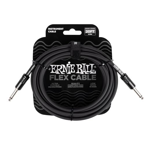【正規品】 ERNIE BALL 6435 楽器用シールド ケーブル 20フィート FLEX INSTRUMENT CABLE 6.09m S-S型 ブラック