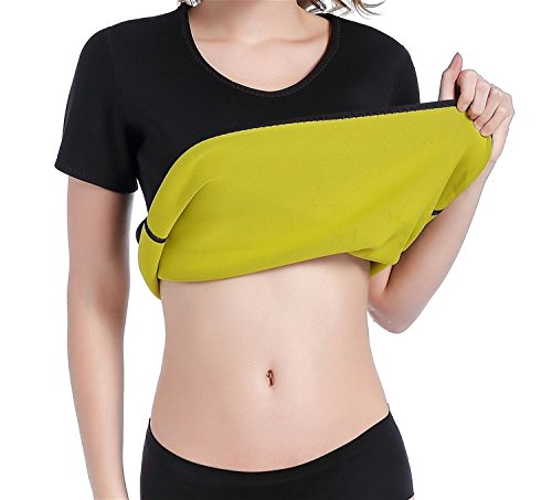 Vinmin Womens Short Sleeve Fat Burner Neoprene Stretchable Sweat Sauna Slimming Shirt for Weight Loss