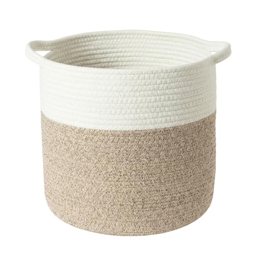 MANYOND Woven Laundry Basket, 17L Cotton Rope Nursery Hamper for