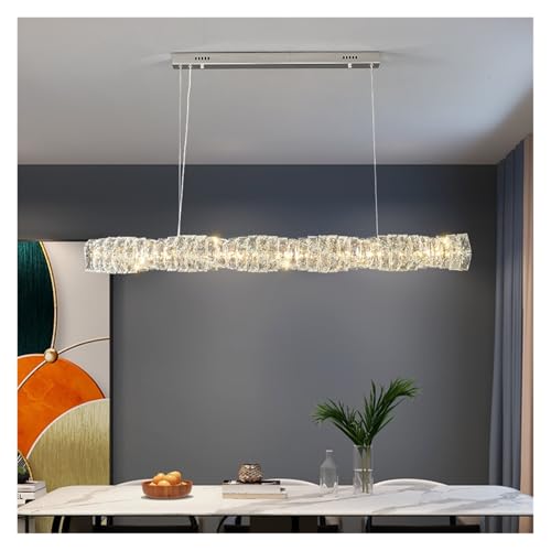 Lustre LED cristal suspendu en acier inoxydable pour plafond moderne