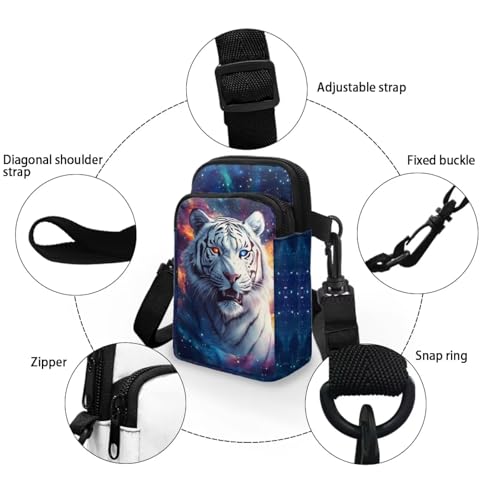 Image of Xpyiqun Galaxy Tiger Purses Crossbody Bags for Women Small Cross Body Canvas Pouch Sling Shoulder Handbag Mini Travel Messenger Bag Zipper Pocket Roomy Travel Work Satchel Phone Purses Organizer