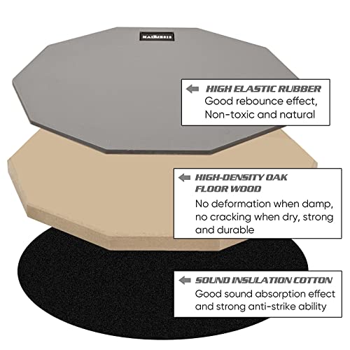Hairiesis HAP-01 Snare Drum Practice Pad,12-Inch Practice Drum Pad,Double Sided Silent Drum Pad And Sticks,Drum Pads Carry Bag thumb #3