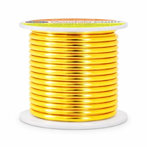 Image of Mandala Crafts 8 Gauge Anodized Aluminum Craft Wire for Jewelry Making - 32 FT Colored Flexible Light Gold Tone Wire - Bendable for Bonsai Armature Crafting Sculpting