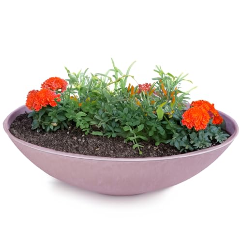 matches21 HOME & HOBBY Grand bac à plantes d'extérieur 45 cm – Vieux rose marbré comme bol à fleurs résistant aux intempéries – Bol décoratif