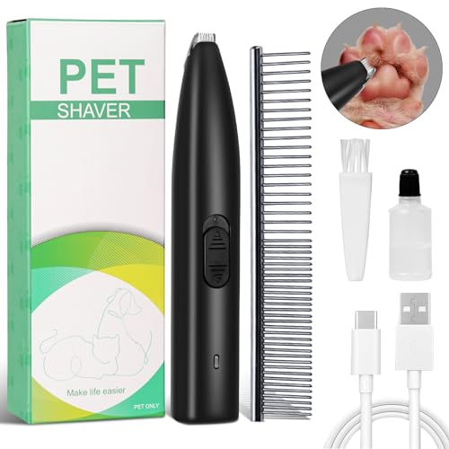 Cortapelos para Perros, Maquina Cortar Pelo Perros sin cables Recargable por USB,para Perros Gatos Mascotas Pata, Oído, Ojo, Cara (Negro)