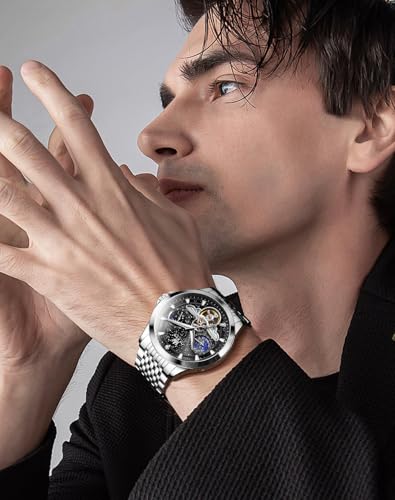 OLEVS Mechanical Men Watch Chronograph Diamond Tourbillon Date Moon Phase Adjustable Bracelet Gift Multi-Function Blue/Black/Gold/Silver Face Watch for Men2