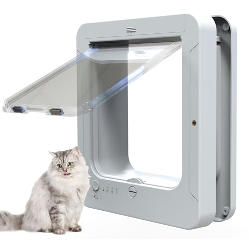 Gattaiola con microchip con ingresso selettivo, include 2 collari con sensore e telecomando per un accesso sicuro agli animali domestici