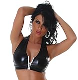 Optimales Gogo-Accessoire Unbekannt Gogo Neckholder Top mit Reißverschluß Einheitsgröße (32-38), schwarz