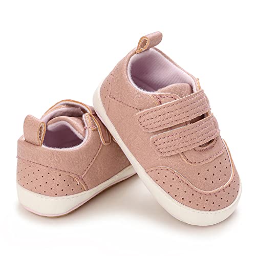 Image of Clowora Baby Boys Girls Shoes Non-Slip Rubber Sole Sneakers Infant First Walking Toddler Crib Shoes Newborn Loafers Flats. (08 /Pink,12-18 Months)