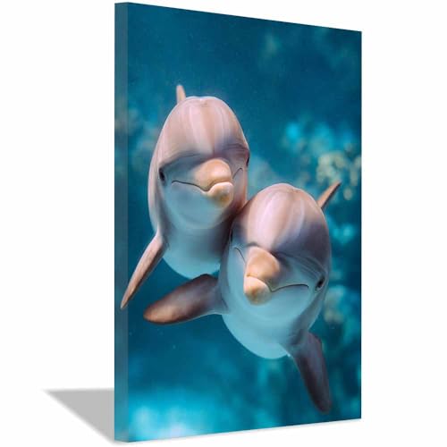 Impression sur toile dauphin rose décoration murale animaux marins salon chambre 20x30