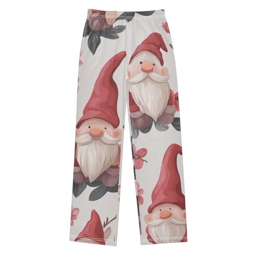 Gnome and Floral Boys Long Pants Soft Trousers Elastic Waist Kids Lounge Bottoms with Pockets S-XL