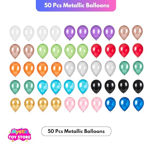 Image of 50 Pcs Multicolor Metallic Chrome Balloons for Birthday Decoration Items Anniversary Baby Shower Girls Year With Latex Transparent Metallic Balloon Happy Birthday Decoration Set Kit Combo