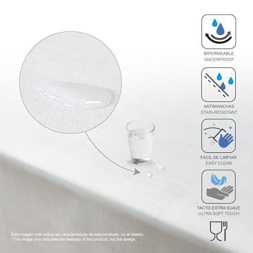 Nappe en toile cirée contre les taches, solution imperméable beige 140x140 cm
