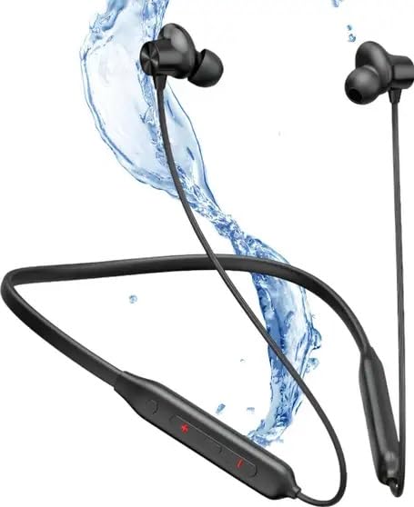 Wireless Bluetooth Neckband Headphones, 40 Hours Playtime, Magnetic Earbuds, Type-C Fast Charging, HD Mic Bluetooth Headphone (Black)-image-49
