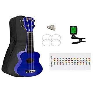 Ukulélé Soprano pour Débutants en Bleu avec Sac et Accordeur Uke Gratuit - Les Beatles, Paul McCartney, John Lennon, RIngo Starr, George Harrison