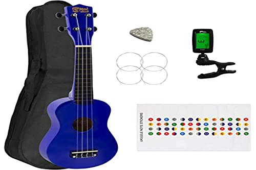 Ukulélé Soprano pour Débutants en Bleu avec Sac et Accordeur Uke Gratuit - Les Beatles, Paul McCartney, John Lennon, RIngo Starr, George Harrison Ukulélé Soprano pour Débutants en Bleu avec Sac et Accordeur Uke Gratuit